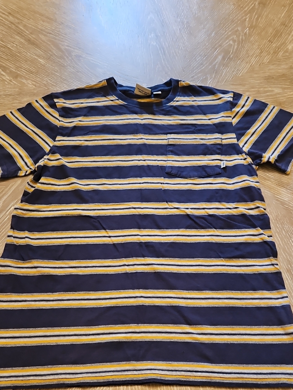 Vans Navy and Yellow Striped Short Sleeve Tee